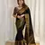 black soft art silk banarasi jacuard work designer party wear saree with unstitched blouse piece