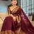 maroon soft art silk banarasi jacuard work designer party wear saree with unstitched blouse piece
