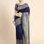 blue soft art silk banarasi jacuard work designer party wear saree with unstitched blouse piece