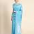sky blue soft art silk banarasi jacuard work designer party wear saree with unstitched blouse piece