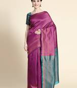 purple rama  soft art silk banarasi jacuard work designer party wear saree with unstitched blouse piece