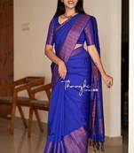 royal blue  soft art silk banarasi jacuard work designer party wear saree with unstitched blouse piece