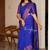 royal blue  soft art silk banarasi jacuard work designer party wear saree with unstitched blouse piece