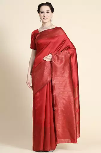 maroon soft art silk banarasi jacuard work designer party wear saree with unstitched blouse piece