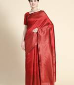 maroon soft art silk banarasi jacuard work designer party wear saree with unstitched blouse piece