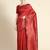 maroon soft art silk banarasi jacuard work designer party wear saree with unstitched blouse piece