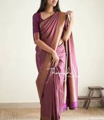 purple  soft art silk banarasi jacuard work designer party wear saree with unstitched blouse piece