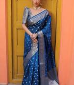 rama soft art silk banarasi jacuard work designer party wear saree with unstitched blouse piece