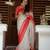 white red  soft art silk banarasi jacuard work designer party wear saree with unstitched blouse piece