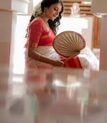 white red  soft art silk banarasi jacuard work designer party wear saree with unstitched blouse piece