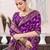 purple  soft art silk banarasi jacuard work designer party wear saree with unstitched blouse piece