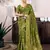mehendi soft art silk banarasi jacuard work designer party wear saree with unstitched blouse piece
