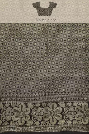 black silk blend banarasi saree with unstitched blouse piece