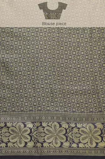 blue silk blend banarasi saree with unstitched blouse piece