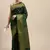 green soft art silk blend banarasi jacuard work designer party wear saree with unstitched blouse piece