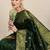 green soft art silk banarasi jacuard work designer party wear saree with unstitched blouse piece