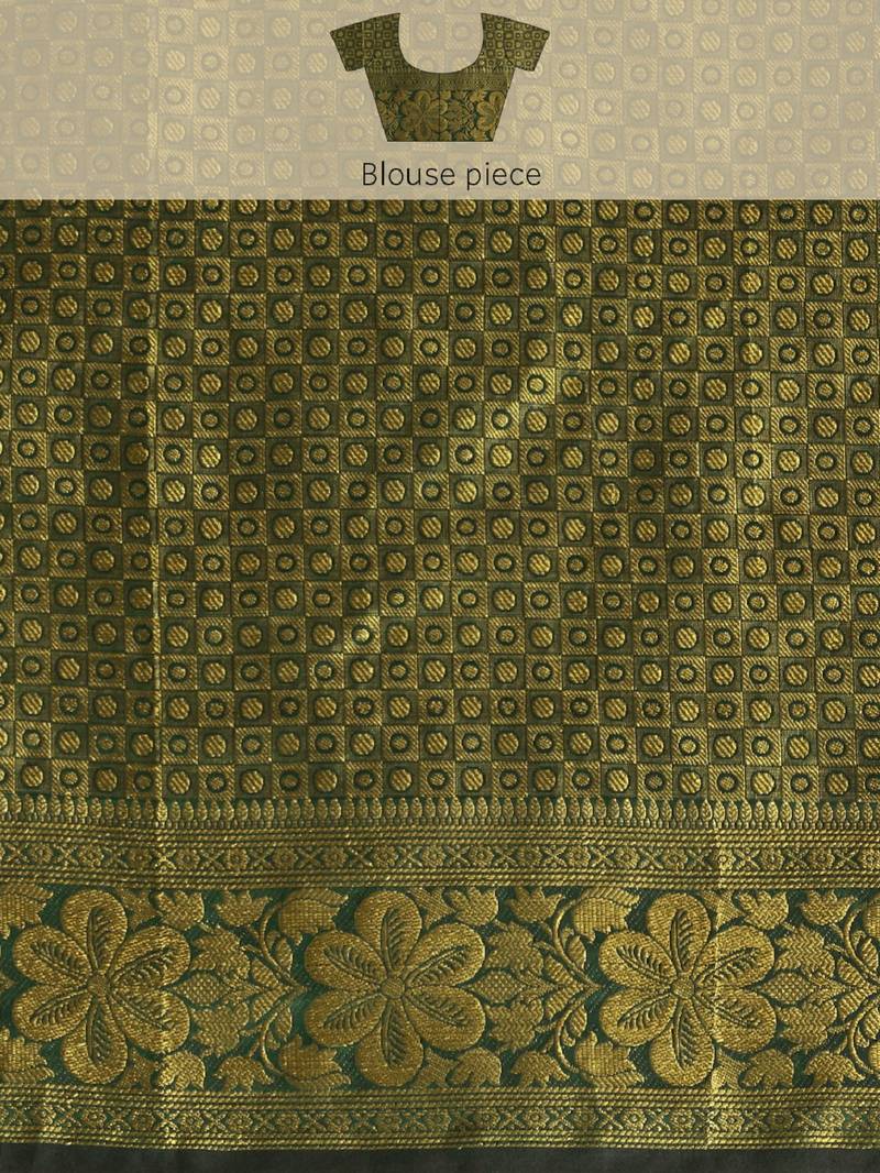 green soft art silk banarasi jacuard work designer party wear saree with unstitched blouse piece