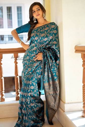 rama soft art silk banarasi jacuard work designer party wear saree with unstitched blouse piece