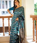 rama soft art silk banarasi jacuard work designer party wear saree with unstitched blouse piece