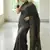 black  soft art silk banarasi jacuard work designer party wear saree with unstitched blouse piece