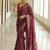 maroon soft art silk banarasi jacuard work designer party wear saree with unstitched blouse piece