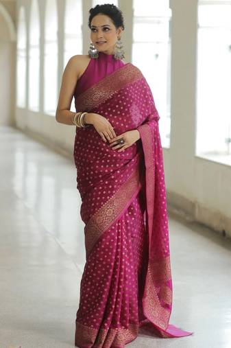 wine  soft art silk banarasi jacuard work designer party wear saree with unstitched blouse piece