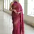 wine  soft art silk banarasi jacuard work designer party wear saree with unstitched blouse piece