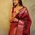 maroon soft art silk banarasi jacuard work designer party wear saree with unstitched blouse piece
