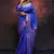 royal blue soft art silk banarasi jacuard work designer party wear saree with unstitched blouse piece