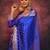 royal blue soft art silk banarasi jacuard work designer party wear saree with unstitched blouse piece