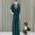 emerald green embroidered kaftan set