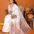white soft art silk banarasi jacuard work designer party wear saree with unstitched blouse piece