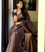 black  soft art silk banarasi jacuard work designer party wear saree with unstitched blouse piece