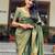 green soft art silk banarasi jacuard work designer party wear saree with unstitched blouse piece