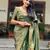 green soft art silk banarasi jacuard work designer party wear saree with unstitched blouse piece