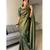 green soft art silk banarasi jacuard work designer party wear saree with unstitched blouse piece