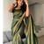 green soft art silk banarasi jacuard work designer party wear saree with unstitched blouse piece