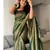green soft art silk banarasi jacuard work designer party wear saree with unstitched blouse piece