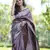 maroon silver soft art silk blend banarasi jacuard work designer party wear saree with unstitched blouse piece