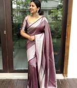 maroon silver soft art silk banarasi jacuard work designer party wear saree with unstitched blouse piece