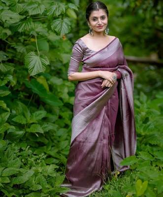 maroon silver silk blend banarasi saree with unstitched blouse piece 2
