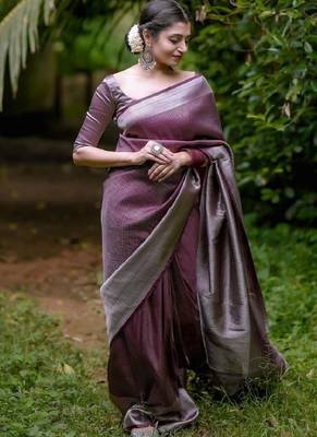 maroon silver silk blend banarasi saree with unstitched blouse piece 4