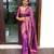 purple  soft art silk banarasi jacuard work designer party wear saree with unstitched blouse piece