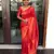 red  soft art silk banarasi jacuard work designer party wear saree with unstitched blouse piece
