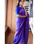 royal blue silk blend banarasi saree with unstitched blouse piece