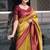 mustard maroon soft art silk banarasi jacuard work designer party wear saree with unstitched blouse piece
