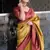 mustard maroon soft art silk banarasi jacuard work designer party wear saree with unstitched blouse piece