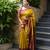 mustard maroon soft art silk banarasi jacuard work designer party wear saree with unstitched blouse piece