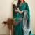 teal green soft art silk banarasi jacuard work designer party wear saree with unstitched blouse piece