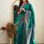 teal green soft art silk banarasi jacuard work designer party wear saree with unstitched blouse piece